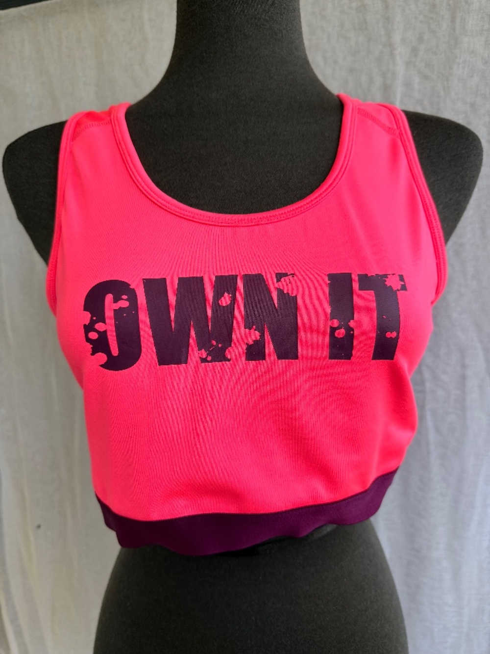 Danskin Racerback Sports Bra | XL | Medium Impact | “Own It” Graphic | Athleisur